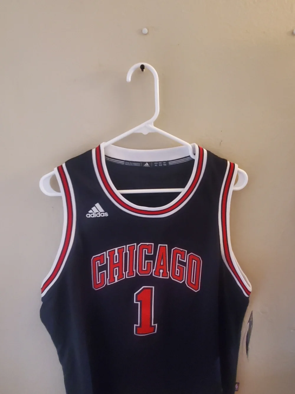 Adidas Black Chicago #1 Basketball Jersey with Red Trim